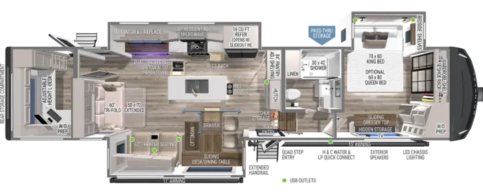 Model Z 3515 Fifth Wheel Office Desk Floorplan by Brinkley RV