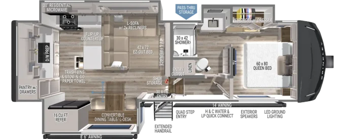 Model Z 2700 Fifth Wheel Floorplan Brinkley RV