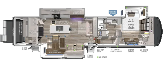 Model Z 3420 Fifth Wheel Floorplan Brinkley RV