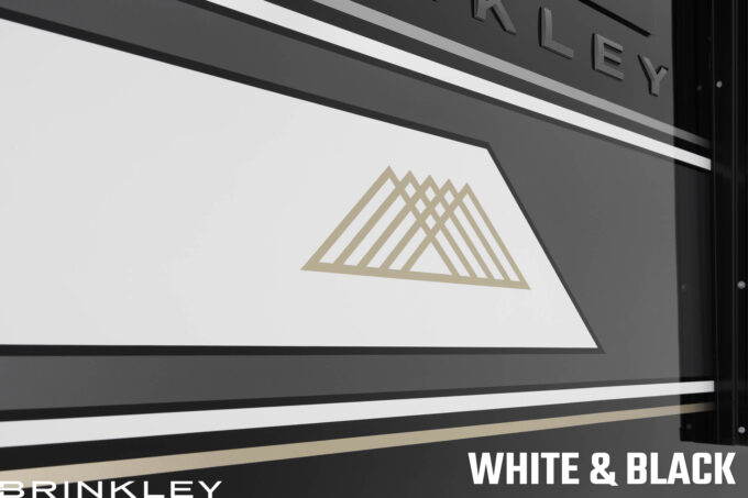 | Model Z Fifth Wheel Line 6 Model Z Fifth Wheels Premium Exterior White Black Full Body Paint Mountains 2026 Brinkley RV 0154L