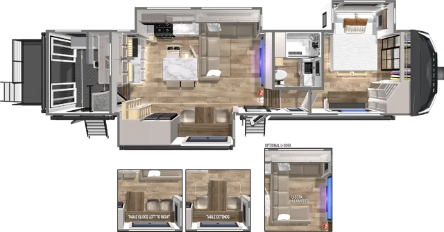Model G 3250 Toy Haulers 30 Model G 3250 Floorplan with Rear Kitchen & Patio