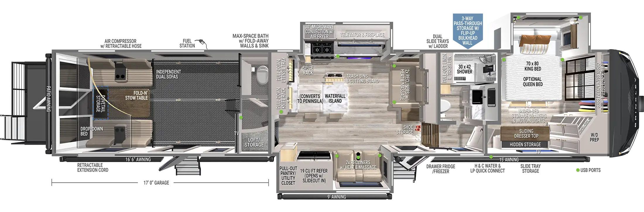 | Model G 4120 Toy Haulers 1 Brinkley Model G 4120 Toy Hauler with Largest Garage