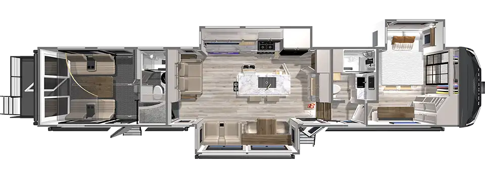 Brinkley RV Model G 4170 Toy Hauler Floorplan with 2nd Full Rear Bath G 4170 Fifth Wheel Toy Hauler Floorplan with a 2nd Full Rear Bath by Brinkley RV
