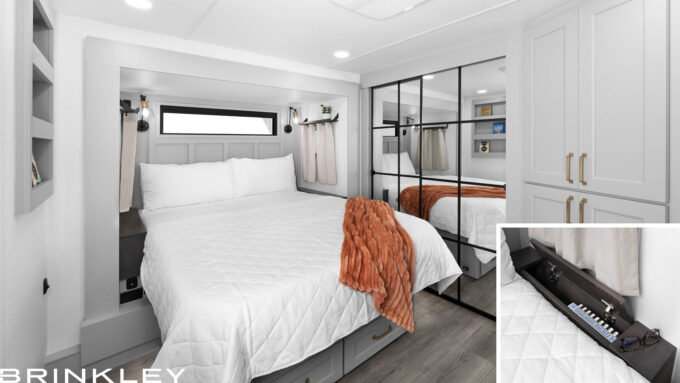 | Model G Fifth Wheel Toy Hauler Line 44 Optional Queen Bed with Nightstands