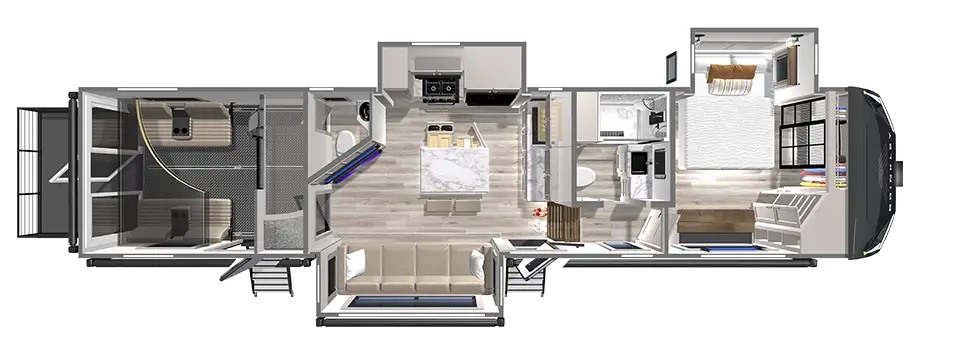 Gx 3500 Fifth Wheel Toy Hauler Floorplan with 11' Garage by Brinkley RV