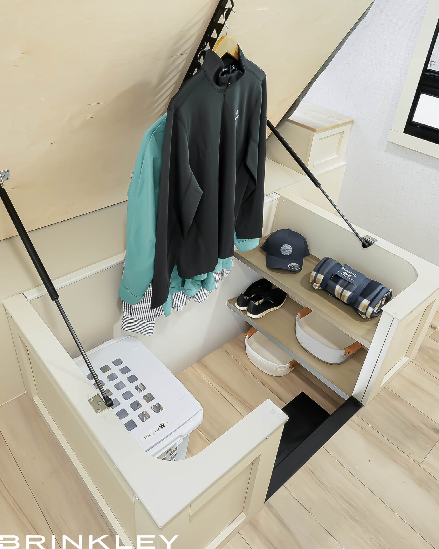 | Model I Travel Trailer Line 21 Brinkley MaxSpace Split-Level Wardrobe™ Shelves