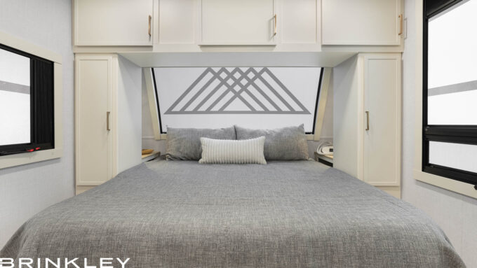 | Model I 235 Travel Trailers 19 Luxury Travel Trailer with Bamboo King Bed & Picture Perfect front Window/Windshield.