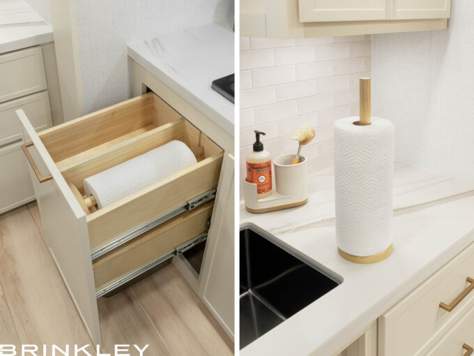 | Model I 235 Travel Trailers 13 The Brinkley Model I 235 offers best in class storage space in it's class of smaller luxury travel trailers and features smart uses of space that include Brinley's Stow 'n Go Paper Towel Caddy and its additional storage spaces for items needed daily with RVing/Camping.