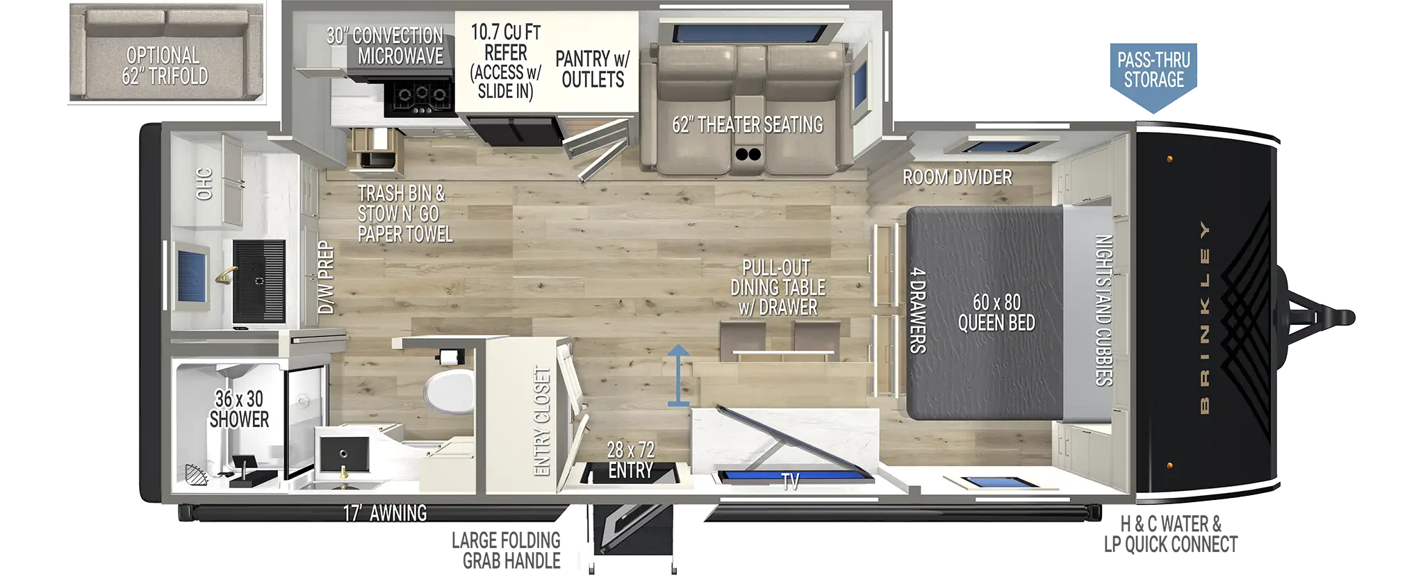 Brinkley RV Model Ix 23x Compact Travel Trailer Floorplan
